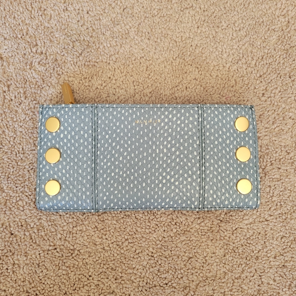 Hammitt Blue Wallet with Gold Accents